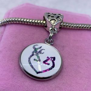 Doe buck deer camouflage camo heart charm pendant